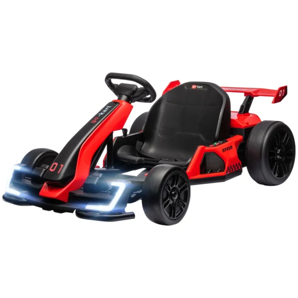 Kinder elektrische kart 24 v 6 12km/h drift kart met driftmodus, langzame start, 3 voudig verstelbare stoel go kart met display muziek, veiligheidsgordel kinderrijtuig voor 6 12 jaar kinderen rood 1