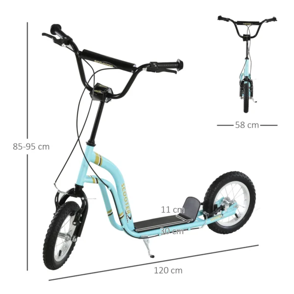 Kinderstep hoogteverstelbaar step met 12 inch luchtbanden, kinder step voor jongens en meisjes vanaf 5 jaar, scooter step stadsstep lichtblauw 4