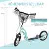Kinderstep hoogteverstelbaar step met 12 inch luchtbanden, kinder step voor jongens en meisjes vanaf 5 jaar, scooter step stadsstep lichtblauw 7