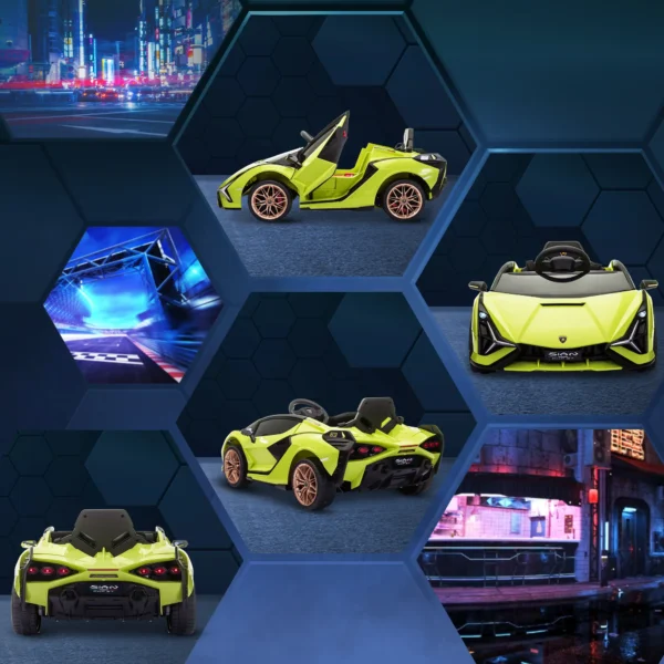 Kindervoertuig, elektrische auto lamborghini sian 2 zitter, gelicentieerd, kindervoertuig, met afstandsbediening, muziek(mp3/usb), groen 10