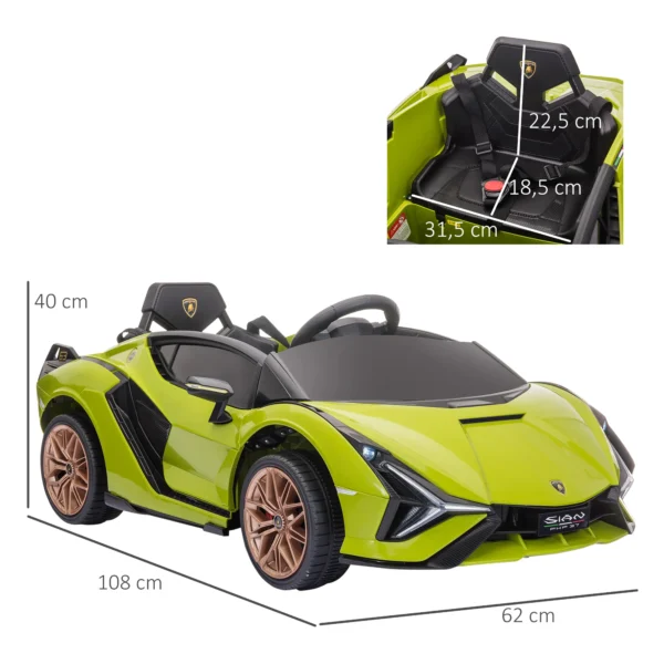 Kindervoertuig, elektrische auto lamborghini sian 2 zitter, gelicentieerd, kindervoertuig, met afstandsbediening, muziek(mp3/usb), groen 4