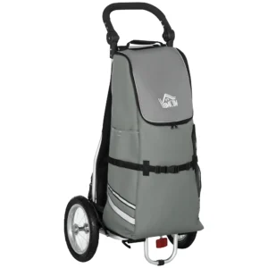 Kinderwagen & boodschappentrolley 2 in 1 voor fietsaanhanger, met verbindingsklemmen, 24,3kg, 55l, alu+oxford, grijs+zilver, 53x43x110cm 1