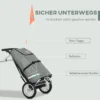 Kinderwagen & boodschappentrolley 2 in 1 voor fietsaanhanger, met verbindingsklemmen, 24,3kg, 55l, alu+oxford, grijs+zilver, 53x43x110cm 8