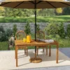 Klapbare tuintafel 150x85cm, weerbestendige balkontafel van hout, 6 personen klaptafel met paraplu gat, lamellenontwerp eettafel buiten, bijzettafel, terrastafel voor tuin balkon teak 10