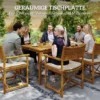 Klapbare tuintafel 150x85cm, weerbestendige balkontafel van hout, 6 personen klaptafel met paraplu gat, lamellenontwerp eettafel buiten, bijzettafel, terrastafel voor tuin balkon teak 5