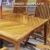 Klapbare tuintafel 150x85cm, weerbestendige balkontafel van hout, 6 personen klaptafel met paraplu gat, lamellenontwerp eettafel buiten, bijzettafel, terrastafel voor tuin balkon teak 7