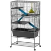Kleindierkooi, knaagdierkooi frettenkooi met uitschuifbaar dienblad muizenkooi met hellingen, hangmat, wielen, plank, kooi met accessoires voor eekhoorns, dwerg hamsters, chinchilla donkergrijs 1