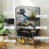 Kleindierkooi, knaagdierkooi frettenkooi met uitschuifbaar dienblad muizenkooi met hellingen, hangmat, wielen, plank, kooi met accessoires voor eekhoorns, dwerg hamsters, chinchilla donkergrijs 6