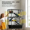 Kleindierkooi, knaagdierkooi frettenkooi met uitschuifbaar dienblad muizenkooi met hellingen, hangmat, wielen, plank, kooi met accessoires voor eekhoorns, dwerg hamsters, chinchilla donkergrijs 7