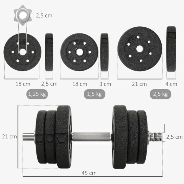 Kort halter set 25kg halter set met halter schijven voor thuis kantoor fitnessruimte staal kunstleer zwart krachttraining 4