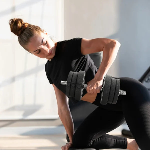 Kort halter set 25kg halter set met halter schijven voor thuis kantoor fitnessruimte staal kunstleer zwart krachttraining 8