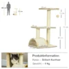 Krabpaal 72 cm kattentoren met pluche ballen, sisal stammen, platform, krabplank, meerlaagse kattenkrabpaal, klimboom, voor middelgrote katten, crèmewit 4