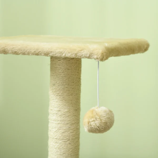 Krabpaal 72 cm kattentoren met pluche ballen, sisal stammen, platform, krabplank, meerlaagse kattenkrabpaal, klimboom, voor middelgrote katten, crèmewit 8
