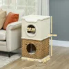 Krabton 75,5 cm hoog drielaags kattenton met pluche rand, kussen, kattenhol, krabpaal voor middelgrote katten, crèmewit 4