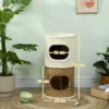 Krabton 80 cm hoog Ø 40 cm drielaagse kattenton met pluche rand, kattenhol, krabpaal voor middelgrote katten, crèmewit+bruin 4