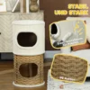 Krabton 80 cm hoog Ø 40 cm drielaagse kattenton met pluche rand, kattenhol, krabpaal voor middelgrote katten, crèmewit+bruin 6
