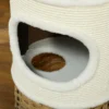 Krabton 80 cm hoog Ø 40 cm drielaagse kattenton met pluche rand, kattenhol, krabpaal voor middelgrote katten, crèmewit+bruin 9