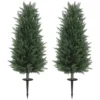 Kunstmatige cypress 2 delige set met grondpen 100 cm plastic kunstplant, kunstmatige planten, kunstboom net als echt decor voor kantoor woonkamer slaapkamer tuin 1