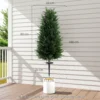 Kunstmatige cypress 2 delige set met grondpen 100 cm plastic kunstplant, kunstmatige planten, kunstboom net als echt decor voor kantoor woonkamer slaapkamer tuin 4