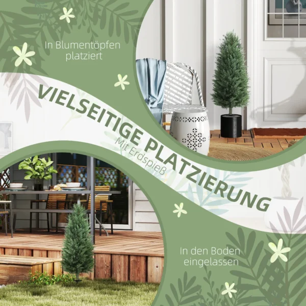 Kunstmatige cypress 2 delige set met grondpen 100 cm plastic kunstplant, kunstmatige planten, kunstboom net als echt decor voor kantoor woonkamer slaapkamer tuin 7