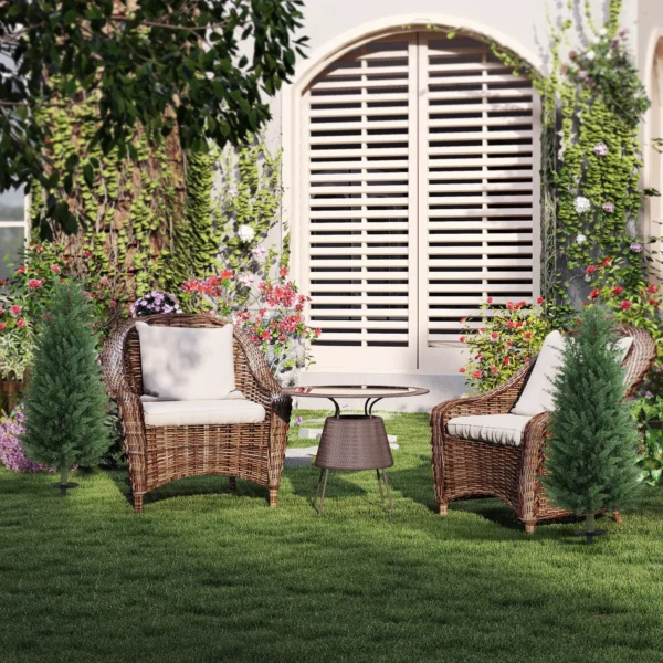 Kunstmatige cypress 2 delige set met grondpen 100 cm plastic kunstplant, kunstmatige planten, kunstboom net als echt decor voor kantoor woonkamer slaapkamer tuin 9
