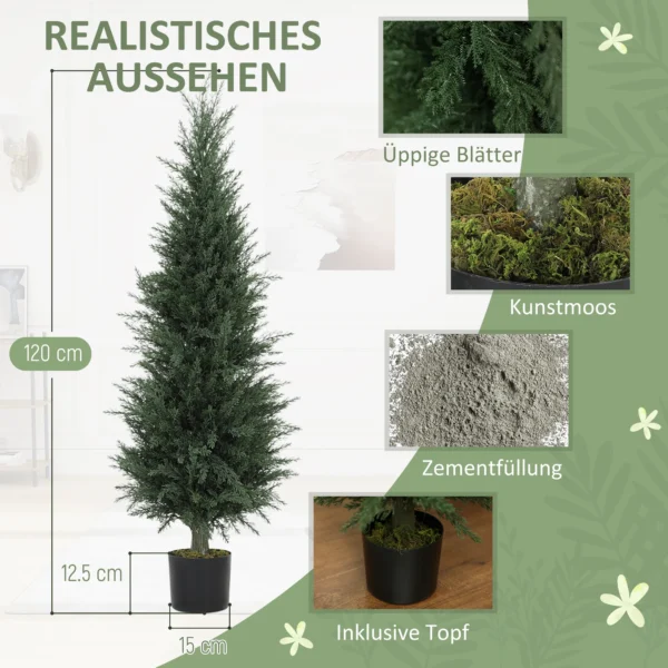 Kunstmatige cypress groot 120 cm kunstplant, kunstmatige planten in pot, uv bestendige kunstboom cypress zoals echt decor voor woonkamer slaapkamer kantoor balkon 5