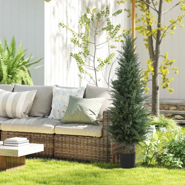 Kunstmatige cypress groot 120 cm kunstplant, kunstmatige planten in pot, uv bestendige kunstboom cypress zoals echt decor voor woonkamer slaapkamer kantoor balkon 8