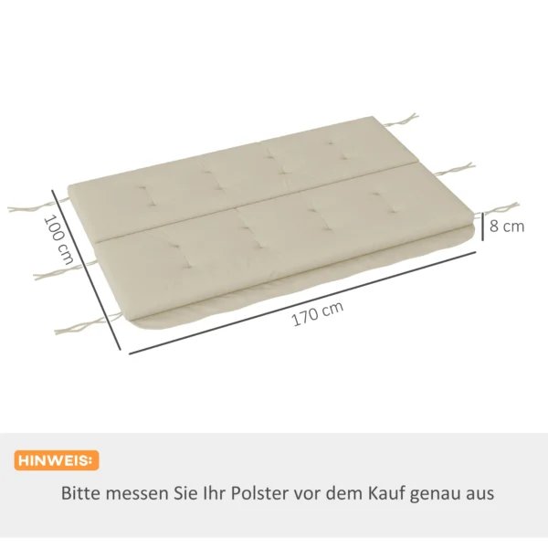 Kussenset voor hollywood schommel 170 cm stoelkussen, schommelkussen, zitkussen, tuinkussen met rug & zijkussens, beige 4