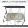 Kussenset voor hollywood schommel 170 cm stoelkussen, schommelkussen, zitkussen, tuinkussen met rug & zijkussens, beige 7