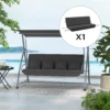 Kussenset voor hollywoodschommel 170 cm, stoelkussen & rugkussen, tuinschommel zitkussen, donkergrijs, comfortabel & weerbestendig 2