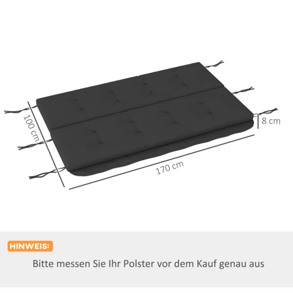 Kussenset voor hollywoodschommel 170 cm, stoelkussen & rugkussen, tuinschommel zitkussen, donkergrijs, comfortabel & weerbestendig 4