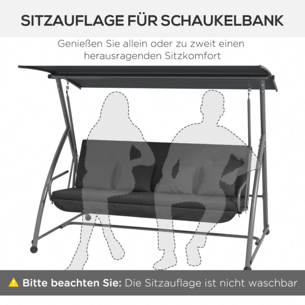 Kussenset voor hollywoodschommel 170 cm, stoelkussen & rugkussen, tuinschommel zitkussen, donkergrijs, comfortabel & weerbestendig 7