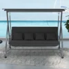 Kussenset voor hollywoodschommel 170 cm, stoelkussen & rugkussen, tuinschommel zitkussen, donkergrijs, comfortabel & weerbestendig 9