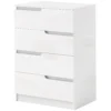 Ladekast bijzettafel met 4 laden, ladekast voor woonkamer, slaapkamer, hoogglans wit 60 x 40 x 85cm 1