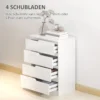 Ladekast bijzettafel met 4 laden, ladekast voor woonkamer, slaapkamer, hoogglans wit 60 x 40 x 85cm 5