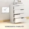 Ladekast bijzettafel met 4 laden, ladekast voor woonkamer, slaapkamer, hoogglans wit 60 x 40 x 85cm 7
