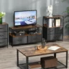 Ladekast met 3 linnen laden opslagkast ladekast met plank handvatten, modern design opslagladekast ladekast voor slaapkamer, woonkamer zwart 2
