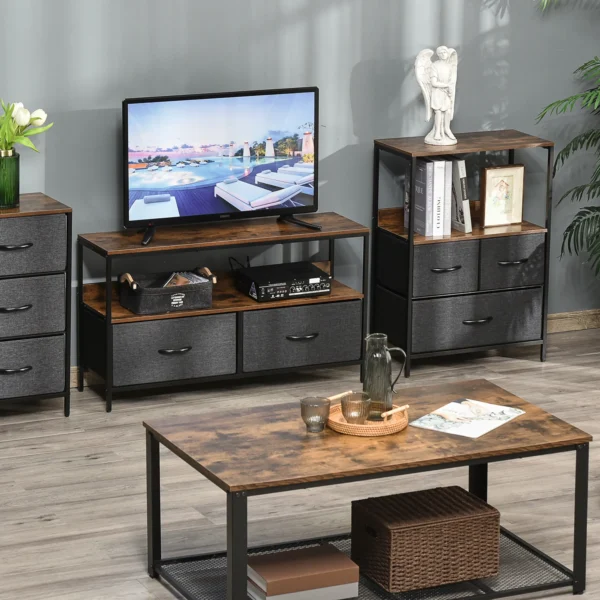 Ladekast met 3 linnen laden opslagkast ladekast met plank handvatten, modern design opslagladekast ladekast voor slaapkamer, woonkamer zwart 2