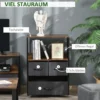 Ladekast met 3 linnen laden opslagkast ladekast met plank handvatten, modern design opslagladekast ladekast voor slaapkamer, woonkamer zwart 5