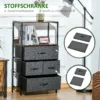 Ladekast met 4 linnen laden opbergkast ladekast met plank handvatten, modern design opbergkast ladekast voor slaapkamer, woonkamer zwart 6