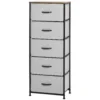 Ladekast met 5 stoffen laden opslagkast ladekast met handvatten, modern design kast ladekast opslagkast voor slaapkamer, woonkamer grijs 1