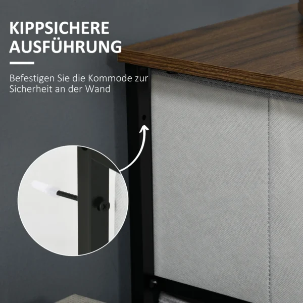 Ladekast met 5 stoffen laden opslagkast ladekast met handvatten, modern design kast ladekast opslagkast voor slaapkamer, woonkamer grijs 6