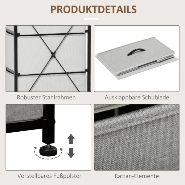 Ladekast met 5 stoffen laden opslagkast ladekast met handvatten, modern design kast ladekast opslagkast voor slaapkamer, woonkamer grijs 7