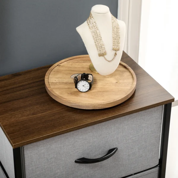 Ladekast met 5 stoffen laden opslagkast ladekast met handvatten, modern design kast ladekast opslagkast voor slaapkamer, woonkamer grijs 9
