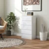 Ladekast sideboard met 5 lades, kantoorkast met kantelbeveiliging, voor woonkamer, slaapkamer, wit, 55 x 34 x 100 cm 8