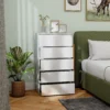 Ladekast sideboard met 5 lades, kantoorkast met kantelbeveiliging, voor woonkamer, slaapkamer, wit, 55 x 34 x 100 cm 9