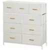Ladekast sideboard met 9 stoffen laden, ladekast met werkblad, handvat, opbergkast voor woonkamer, slaapkamer, crèmewit 1