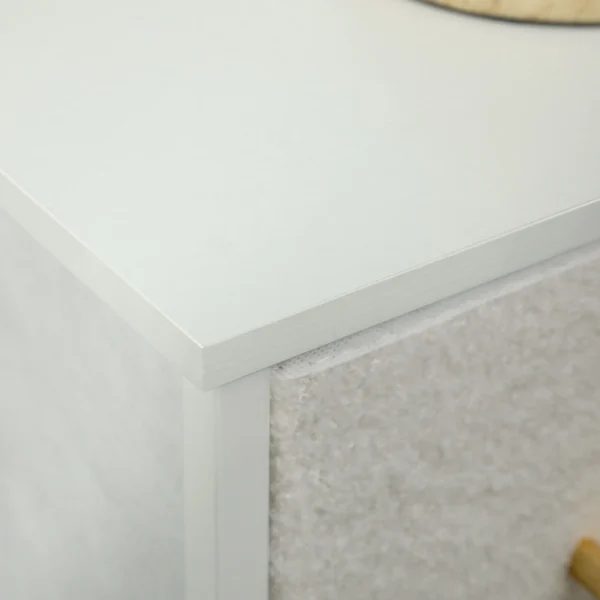 Ladekast sideboard met 9 stoffen laden, ladekast met werkblad, handvat, opbergkast voor woonkamer, slaapkamer, crèmewit 9