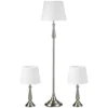 Lampenset vintage design 3 delige set met 2 tafellampen en 1 staande lamp e27 fitting voor woonkamer crèmekleurig 1