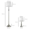 Lampenset vintage design 3 delige set met 2 tafellampen en 1 staande lamp e27 fitting voor woonkamer crèmekleurig 4